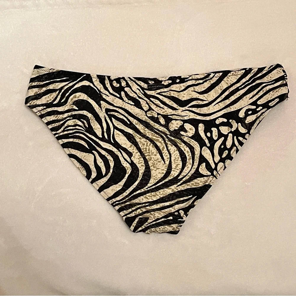Lascana Ruched Zebra Print Bikini Bottom size 8 Grey Black Cream Brown Beach - Picture 6 of 9